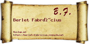 Berlet Fabrícius névjegykártya